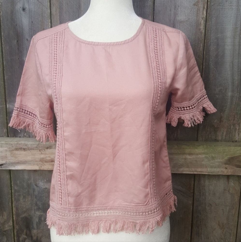 Francesca's Collection Crop Top with Fringe